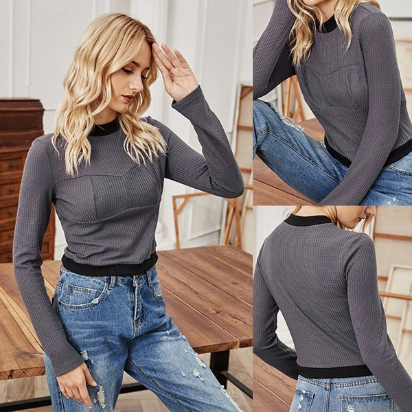 autumn knitted stitching thin women's bottoming shirt fashion chest solid color basic semi high neck t-shirt, White
autumn knitted stitching thin women's bottoming shirt fashion chest solid color basic semi high neck t-shirt, White