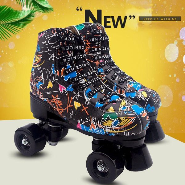 inline & roller skates graffiti printed black lace-up artificial leather double row with flash pu 4 wheel woman man shoes
inline & roller skates graffiti printed black lace-up artificial leather double row with flash pu 4 wheel woman man shoes