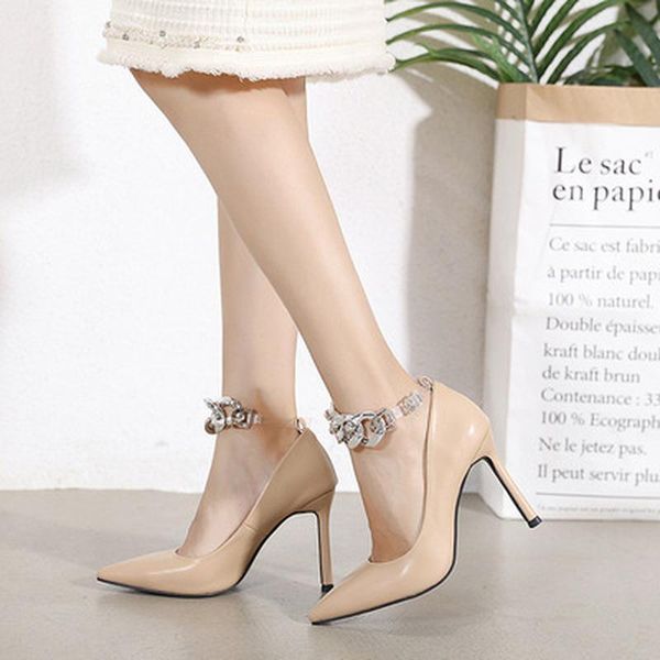 dress shoes 2021 spring models pointed toe chain high-heeled women's single black and white apricot heels
dress shoes 2021 spring models pointed toe chain high-heeled women's single black and white apricot heels