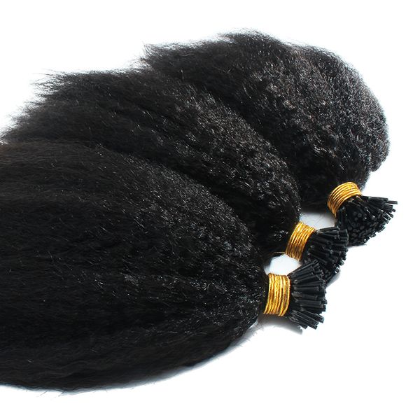 mongolian remy human hairs i tip hair extensions kinky straight natural color can be dyed 100 strands, Black
mongolian remy human hairs i tip hair extensions kinky straight natural color can be dyed 100 strands, Black