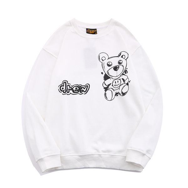 new designer men women fashion hoodie sweatshirt tide brand bear letter printing loose bottoming shirt round neck sweater warm tracksuit lov, Black