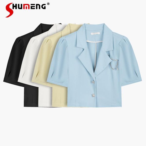 women's suits & blazers women short black white solid chain long sleeve loose female simple business work outwear summer, White;black
women's suits & blazers women short black white solid chain long sleeve loose female simple business work outwear summer, White;black