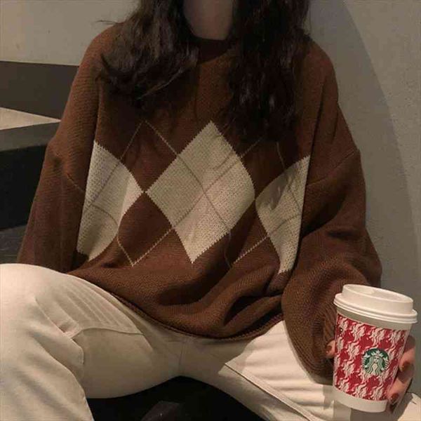 korean style knitted sweater winter college oversized pullovers fashion o-neck loose all match female jumper sueter mujer, White;black
korean style knitted sweater winter college oversized pullovers fashion o-neck loose all match female jumper sueter mujer, White;black