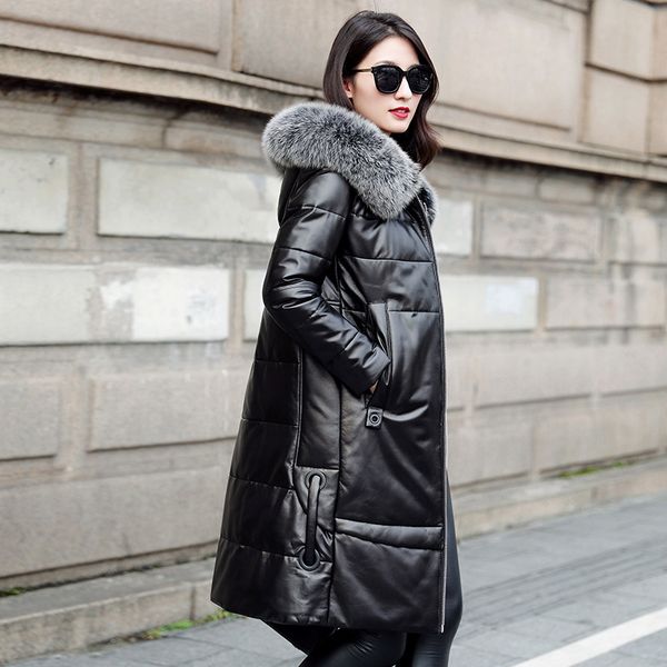 women's down & parkas 2021 winter genuine leather jacket real fur collar natural sheep coat korean clothes chaqueta mujer wpy1347, Black
women's down & parkas 2021 winter genuine leather jacket real fur collar natural sheep coat korean clothes chaqueta mujer wpy1347, Black