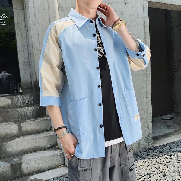 men's casual shirts 2021 cotton short-sleeved shirt korean style trendy three-quarter sleeve summer handsome loose tooling, White;black
men's casual shirts 2021 cotton short-sleeved shirt korean style trendy three-quarter sleeve summer handsome loose tooling, White;black
