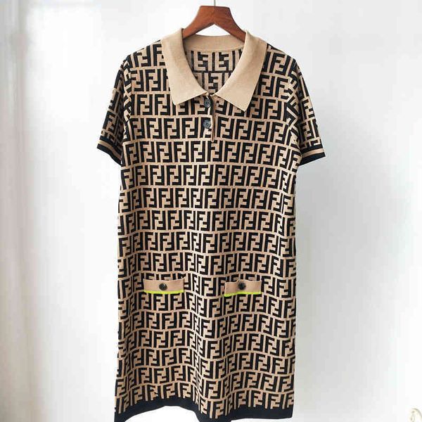 summer collar pocket short sleeve knitted dress fashion, Black;white 
summer collar pocket short sleeve knitted dress fashion, Black;white