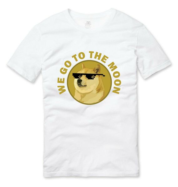 dogecoin we go to the moon crypto meme t shirt white, White;black