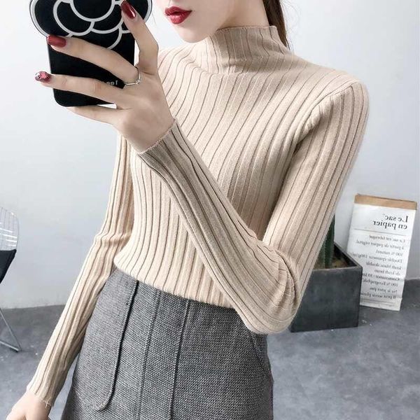 women's sweaters vintage pullover ribbed knitted sweater autumn winter clothes women 2021 high neck long sleeve slim basic woman, White;black
women's sweaters vintage pullover ribbed knitted sweater autumn winter clothes women 2021 high neck long sleeve slim basic woman, White;black