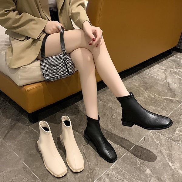 boots women 2021 autumn korean women's square head back zipper short flat bottom, Black
boots women 2021 autumn korean women's square head back zipper short flat bottom, Black