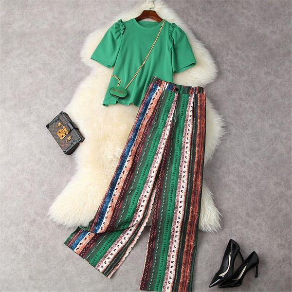 women's two piece pants summer 2021 designer suit women streetwear puff sleeve t-shirt + striped set casual outfits, White
women's two piece pants summer 2021 designer suit women streetwear puff sleeve t-shirt + striped set casual outfits, White