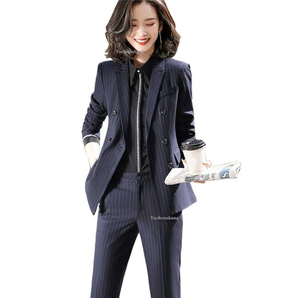 women's suits & blazers women work business pant suit new fall winter striped 2 piece set triple breasted blazer jacket and for intervi, White;black
women's suits & blazers women work business pant suit new fall winter striped 2 piece set triple breasted blazer jacket and for intervi, White;black