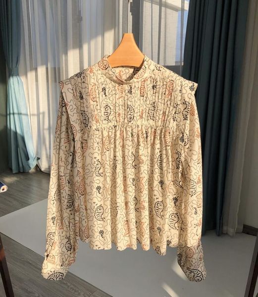 women's blouses & shirts paisley printing blouse 100% cotton pleated long sleeve stand collar retro female shirt 2021 autumn, White
women's blouses & shirts paisley printing blouse 100% cotton pleated long sleeve stand collar retro female shirt 2021 autumn, White