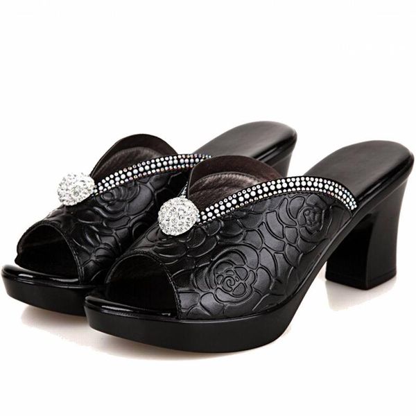 sandals rhinestone women comfortable geuine leather thick heels women's casual shoes summer platform sandal soulier femme, Black
sandals rhinestone women comfortable geuine leather thick heels women's casual shoes summer platform sandal soulier femme, Black