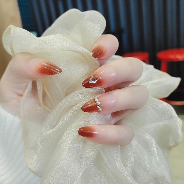 false nails 24pcs gradient fake nail long pointed head with rhinestone decor full cover wearable finished piece glue butt666, Red;gold
false nails 24pcs gradient fake nail long pointed head with rhinestone decor full cover wearable finished piece glue butt666, Red;gold