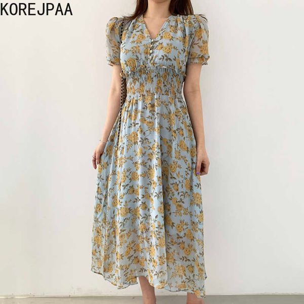 korejpaa women dress summer korean chic retro gentle v-neck full-screen flower single-breasted pleated puff sleeve vestidos 210526, Black;gray
korejpaa women dress summer korean chic retro gentle v-neck full-screen flower single-breasted pleated puff sleeve vestidos 210526, Black;gray