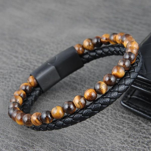 charm bracelets vintage yellow tiger eye stone volcanic beaded stainless steel men's leather cord bracelet jewelry holiday gift, Golden;silver
charm bracelets vintage yellow tiger eye stone volcanic beaded stainless steel men's leather cord bracelet jewelry holiday gift, Golden;silver