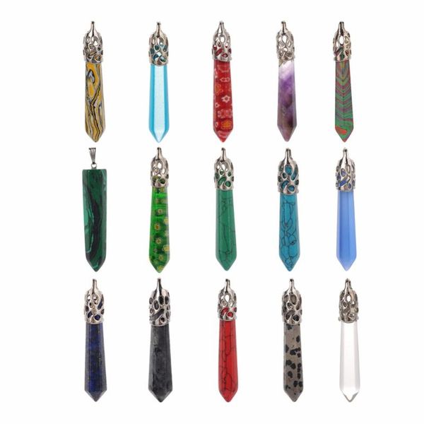 pendants natural stone chakra pillar hexagonal column quartz crystal reiki healing charm jewelry for diy necklace gifts, Black
pendants natural stone chakra pillar hexagonal column quartz crystal reiki healing charm jewelry for diy necklace gifts, Black
