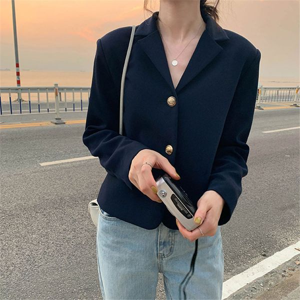 high street stylish short women casual vintage slim all match chic waist loose solid coats gentle blazers 210421, White;black
high street stylish short women casual vintage slim all match chic waist loose solid coats gentle blazers 210421, White;black