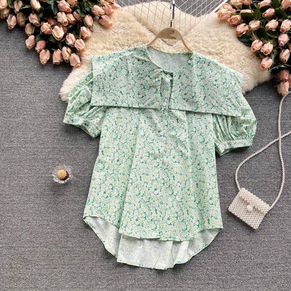 women's blouses & shirts korea fashion lapel short sleeve loose floral print camisas mujer summer elegant blouse clothes s410, White
women's blouses & shirts korea fashion lapel short sleeve loose floral print camisas mujer summer elegant blouse clothes s410, White