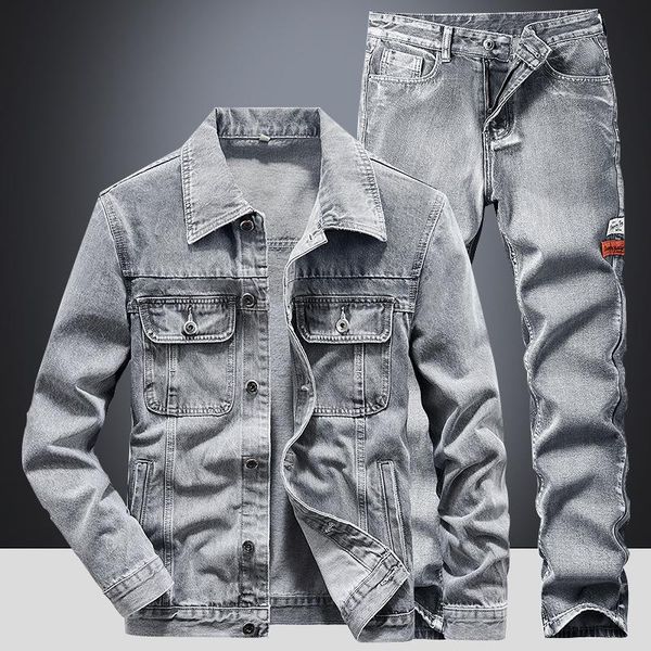 men's tracksuits solid color simple 2 piece set spring autumn size -4xl long sleeve denim jacket + pants fashion slim couple jeans set, Gray
men's tracksuits solid color simple 2 piece set spring autumn size -4xl long sleeve denim jacket + pants fashion slim couple jeans set, Gray