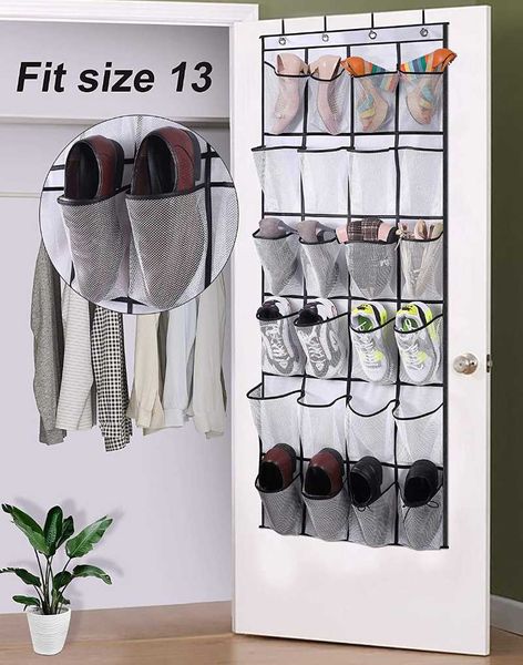 storage bags over the door shoe organizer hanging closet holder hanger bag rack with 24 large mesh pockets
storage bags over the door shoe organizer hanging closet holder hanger bag rack with 24 large mesh pockets