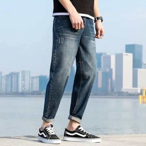 men's jeans ins japanese spring summer casual washing vintage hip hop student teenagers thin men loose pants male, Blue
men's jeans ins japanese spring summer casual washing vintage hip hop student teenagers thin men loose pants male, Blue
