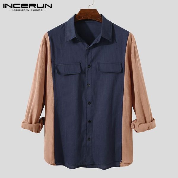men's casual shirts incerun fashion men casual shirt cotton patchwork 2021 long sleeve lapel chic streetwear blouse button camisa, White;black
men's casual shirts incerun fashion men casual shirt cotton patchwork 2021 long sleeve lapel chic streetwear blouse button camisa, White;black