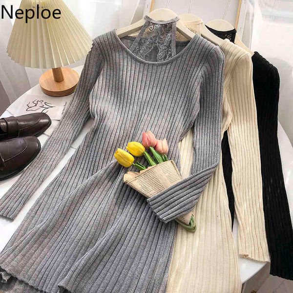 neploe bodycon dress lace patchwork halter hollow out knitted vestidos solid color long sleeve slim fit robe mini dresses women 210422, Black;gray
neploe bodycon dress lace patchwork halter hollow out knitted vestidos solid color long sleeve slim fit robe mini dresses women 210422, Black;gray