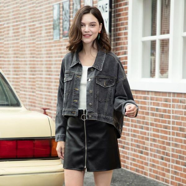 women's jackets 2021 spring and autumn irregular jeans jacket loose short denim women cowboy coat, Black;brown
women's jackets 2021 spring and autumn irregular jeans jacket loose short denim women cowboy coat, Black;brown