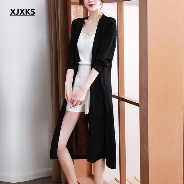 women's knits & tees xjxks 2021 spring autumn women long sweater fashion v-neck wool knit cardigan jacket, White
women's knits & tees xjxks 2021 spring autumn women long sweater fashion v-neck wool knit cardigan jacket, White