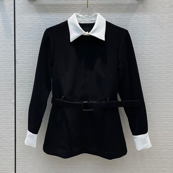 women's blouses & shirts black patchwork white collar cuff casual pullover women long sleeve sashes belted waist blouse lad
women's blouses & shirts black patchwork white collar cuff casual pullover women long sleeve sashes belted waist blouse lad