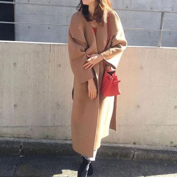 women trench nordic wool cashmere double-faced long coat (without label) women's & blends, Black
women trench nordic wool cashmere double-faced long coat (without label) women's & blends, Black