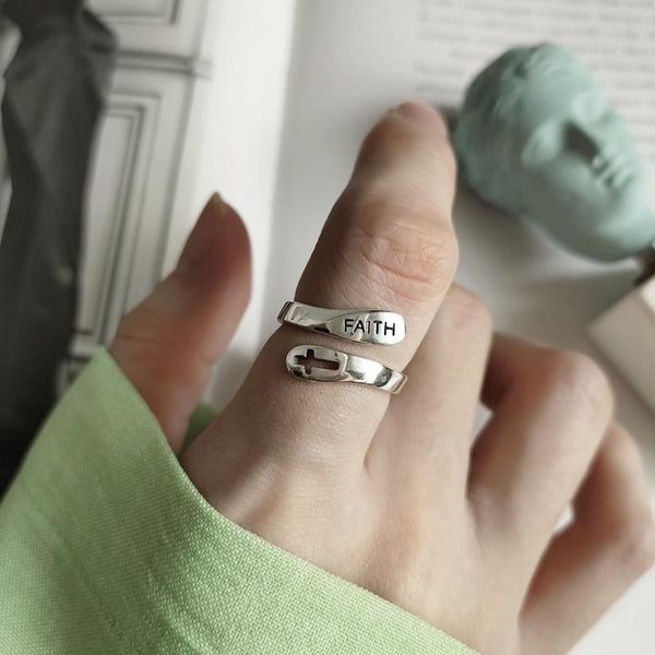 cluster rings jaeclncy 925 sterling silver ring elegant for women vintage open letter faith cross fine jewelry niche korean, Golden;silver
cluster rings jaeclncy 925 sterling silver ring elegant for women vintage open letter faith cross fine jewelry niche korean, Golden;silver