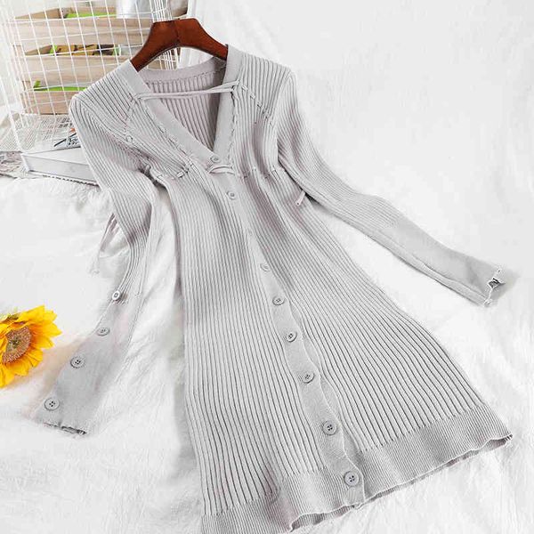 women bottomed knitted dress long sleeve v-neck single breasted buttocks fashion spring summer mz978 210525, Black;gray
women bottomed knitted dress long sleeve v-neck single breasted buttocks fashion spring summer mz978 210525, Black;gray