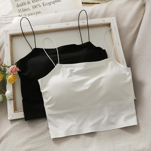 women's tanks & camis dstwjmx summer tube 2021 fashion solid push up short tank vest slim casual chic all match crop, White