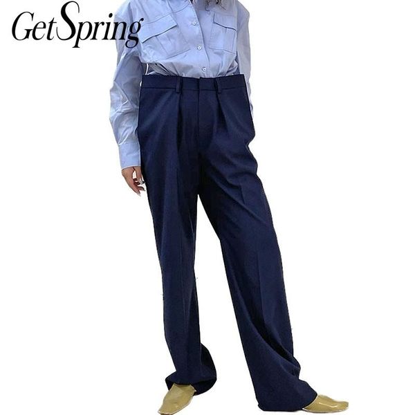 getspring women pants double waist long straight suit black high fashion trousers 210601, Black;white
getspring women pants double waist long straight suit black high fashion trousers 210601, Black;white