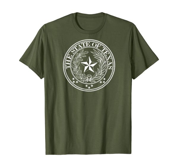 texas official lone star state seal tx logo t-shirt, White;black