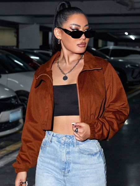 zip up crop jacket i4x2#, Black;brown
zip up crop jacket i4x2#, Black;brown