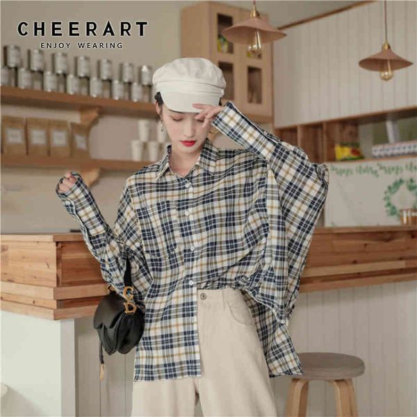 plaid batwing long sleeve shirt women plus size korean casual summer blouse collared clothing 210427, White
plaid batwing long sleeve shirt women plus size korean casual summer blouse collared clothing 210427, White