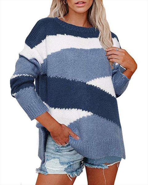 fall winter womens european and sweater american loose knit irregular stripes color block women pullover, White;black
fall winter womens european and sweater american loose knit irregular stripes color block women pullover, White;black