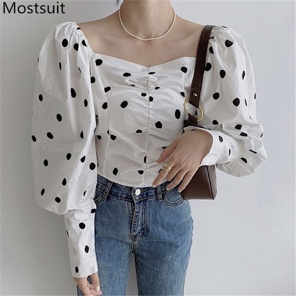 dot printed korean women blouses shirts puff sleeve square collar stylish fashion pullovers high street ladies blusas 210514, White
dot printed korean women blouses shirts puff sleeve square collar stylish fashion pullovers high street ladies blusas 210514, White