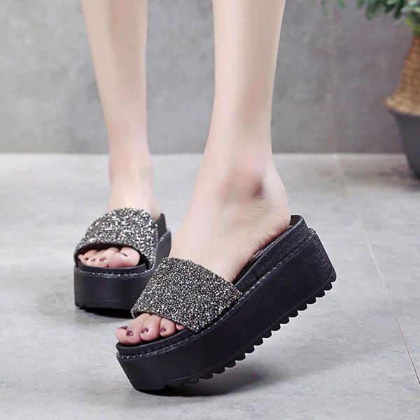 beach shoes house slippers platform women heels glitter slides peep toe pantofle fashion sabot high jelly 2021 soft luxury flat, Black
beach shoes house slippers platform women heels glitter slides peep toe pantofle fashion sabot high jelly 2021 soft luxury flat, Black