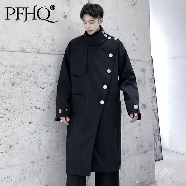 men's trench coats pfhq asymmetrical design with multi-metal buttons decorated black windbreaker high street trend mid-length coat 21d4, Tan;black
men's trench coats pfhq asymmetrical design with multi-metal buttons decorated black windbreaker high street trend mid-length coat 21d4, Tan;black