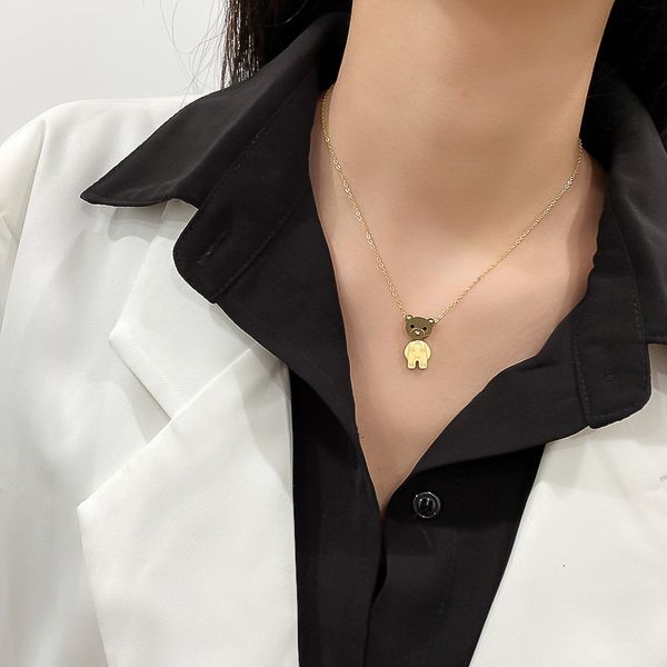 necklace luxury designer chain titanium steel creative bear korean fashion simple clavicle cool style pendant choker neck, Silver
necklace luxury designer chain titanium steel creative bear korean fashion simple clavicle cool style pendant choker neck, Silver