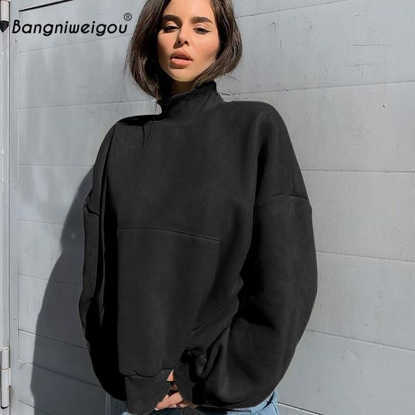 bangniweigou high neck fall winter oversized boyfriend sweatshirt women solid color slash pocket loose sweat shirt outerwear women's ho, Black
bangniweigou high neck fall winter oversized boyfriend sweatshirt women solid color slash pocket loose sweat shirt outerwear women's ho, Black
