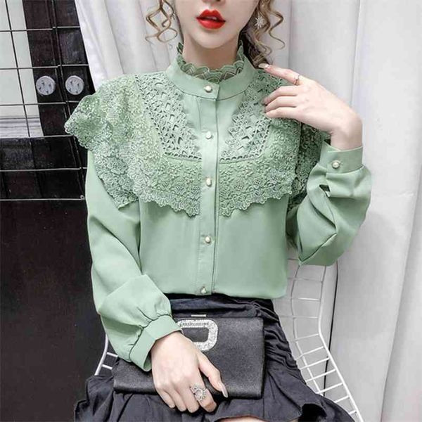 spring autumn women's shirt korean solid color lace stand-up collar long-sleeved loose slim blouse gx676 210507, White
spring autumn women's shirt korean solid color lace stand-up collar long-sleeved loose slim blouse gx676 210507, White