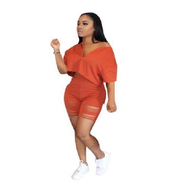 women's tracksuits fashion suit v neck loose and broken hole shorts 2 piece set trendy casual outfit, Gray
women's tracksuits fashion suit v neck loose and broken hole shorts 2 piece set trendy casual outfit, Gray