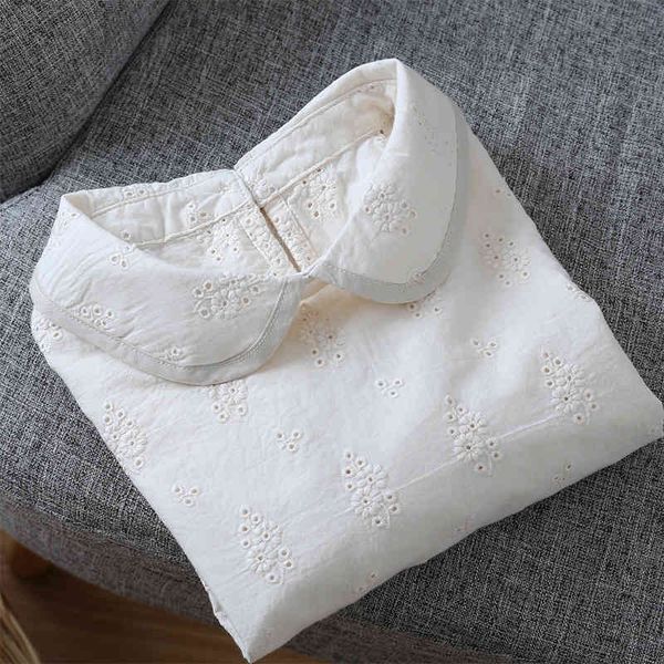 women's blouses & shirts lamtrip style peter pan collar embroidered solid cotton long sleeve shirt sweet loose q2r1, White
women's blouses & shirts lamtrip style peter pan collar embroidered solid cotton long sleeve shirt sweet loose q2r1, White