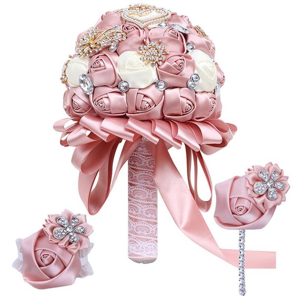 wedding flowers european style bouquet for bride, bridesmaid diamond pearl sisters flower wrist corsage 3-piece accessory t309
wedding flowers european style bouquet for bride, bridesmaid diamond pearl sisters flower wrist corsage 3-piece accessory t309