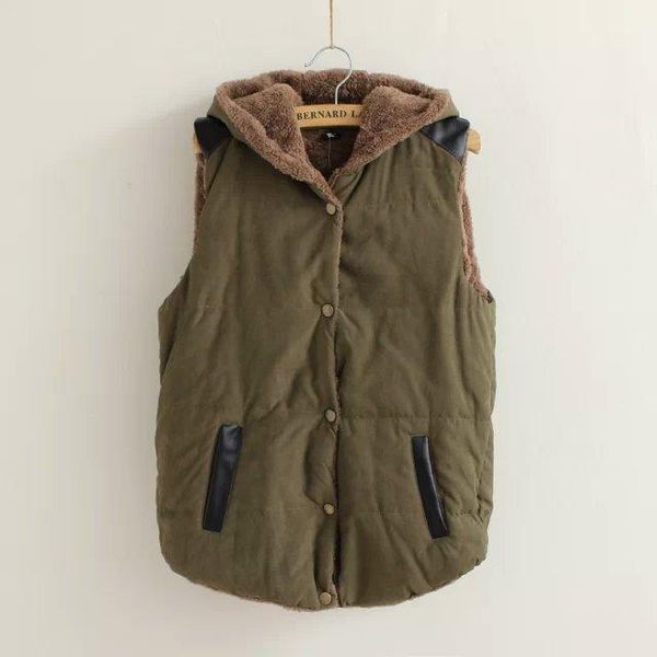 women's leather & faux cotton wool collar hooded down vest female winter warm jacket&outerwear thicken az7q, Black
women's leather & faux cotton wool collar hooded down vest female winter warm jacket&outerwear thicken az7q, Black